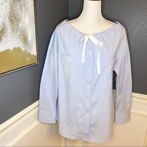 Theory Drawstring Collar Button Down Shirt